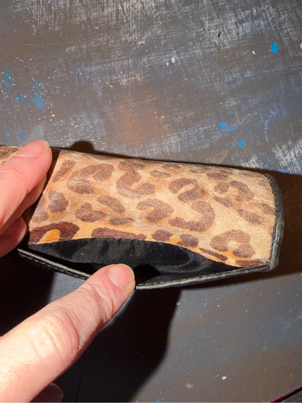 Vintage Brighton Leopard Print and Black Croc Envelope Wallet - Picture 4 of 5